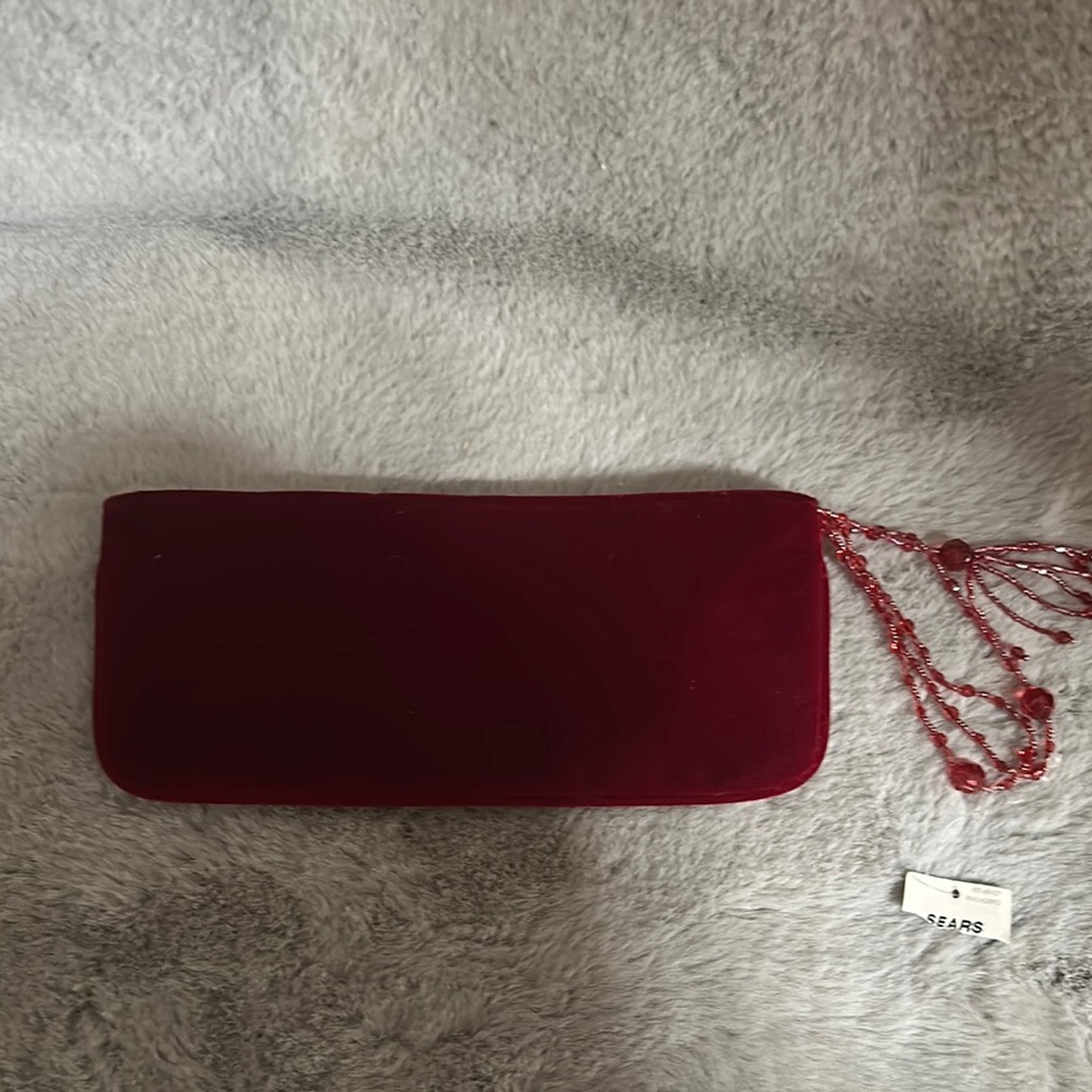 Sears Red Clutch Wristlet Elegant Compact Design